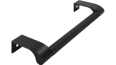 Griff Kirchberg Aluminium - Druckguss schwarz matt pulverbeschichtet - 180 mm lang  vor weißem Hintergrund