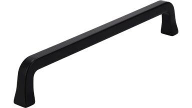 Griff Marktheidenfeld Druckguss schwarz matt pulverbeschichtet - 171 mm lang vor weißem Hintergrund