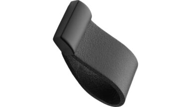 Griff STRAP Leder,Zink - schwarz - 31 mm lang  vor weißem Hintergrund