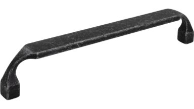 Griff Trebbin Druckguss eisenfarbig getrommelt matt - 170 mm lang vor weißem Hintergrund