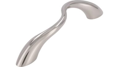Griff Wadgassen Druckguss nickel glänzend - 130 mm lang vor weißem Hintergrund