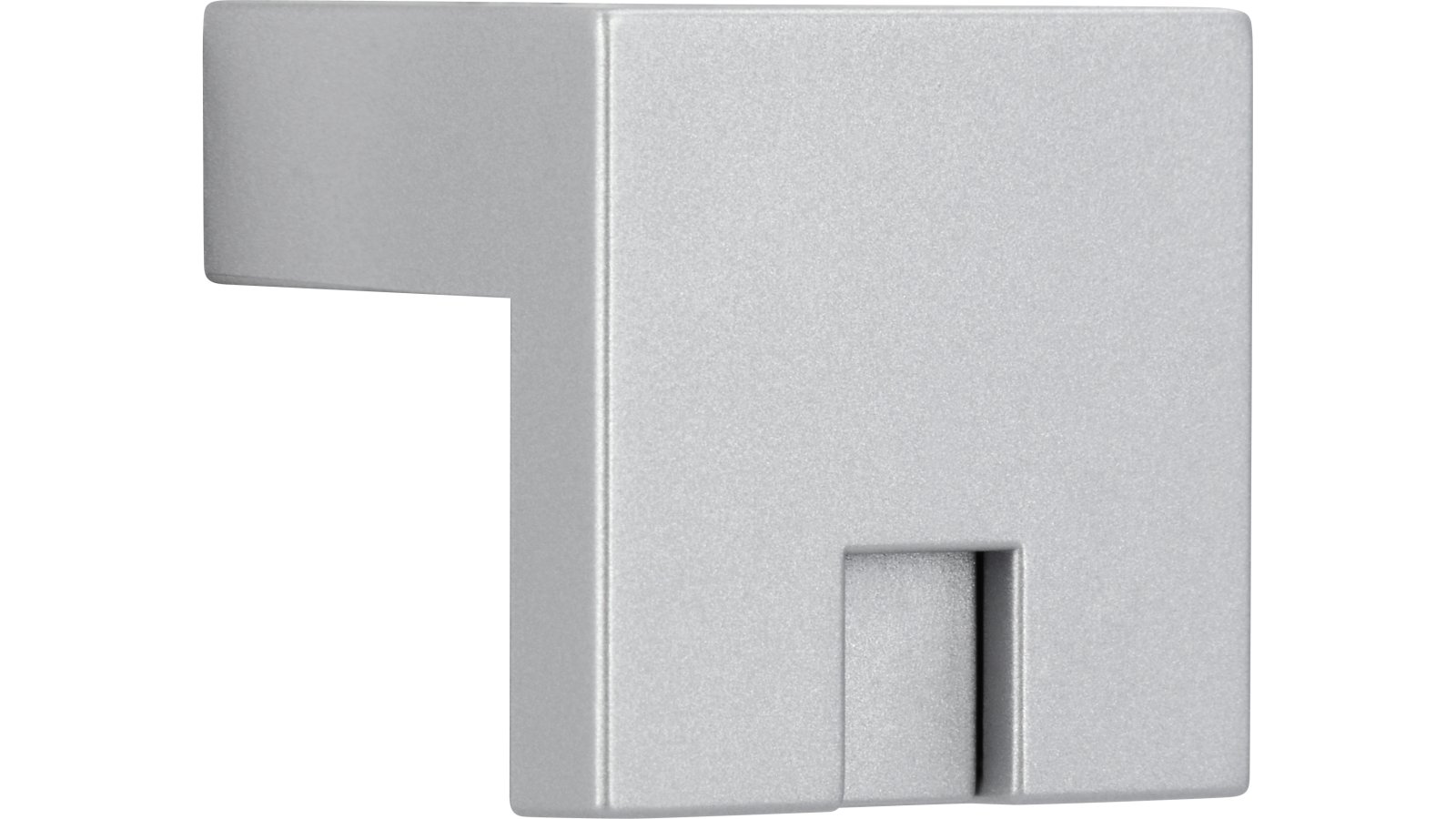 Griff + Einlage Alsdorf Kunststoff metallisiert weißaluminium - 28 mm lang vor weißem Hintergrund