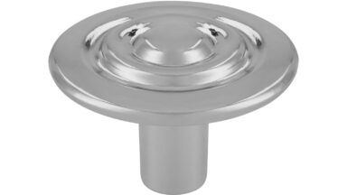 Knopf Altenburg Druckguss chrom glänzend - 28 mm lang  vor weißem Hintergrund