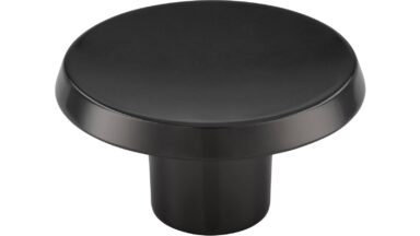 Knopf Pinneberg Druckguss Schwarz chrom - 37 mm lang  vor weißem Hintergrund