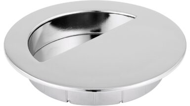 Muschel Ratekau Druckguss - Stahl chrom glänzend - 90 mm lang  vor weißem Hintergrund