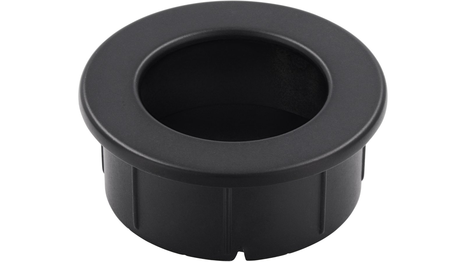 Muschel Riegelsberg Druckguss - Stahl schwarz matt pulverbeschichtet - 40 mm lang vor weißem Hintergrund