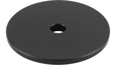 Unterlage Oranienbaum-Wörlitz Stahl Schwarz matt - 30 mm lang vor weißem Hintergrund